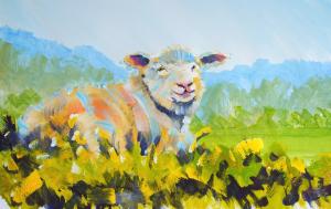The Sunday Art Show  Sheep and Landscape painting tutorial  lying down in the English countryside